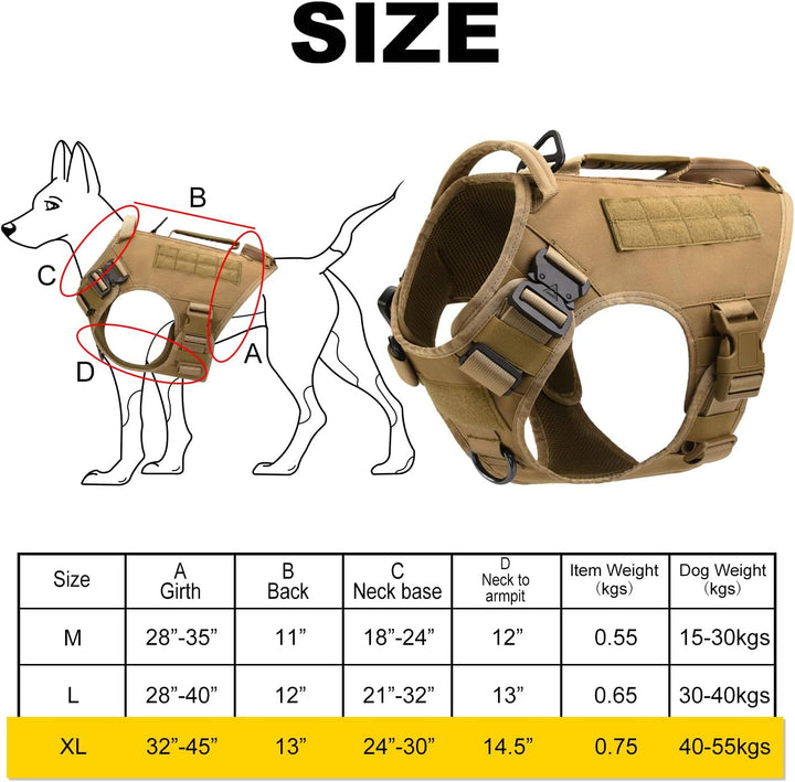 AIWAI Taktisches Hundegeschirr für mittlere und grosse Rassen, Molle-Panels Metallschnalle, Weste mi