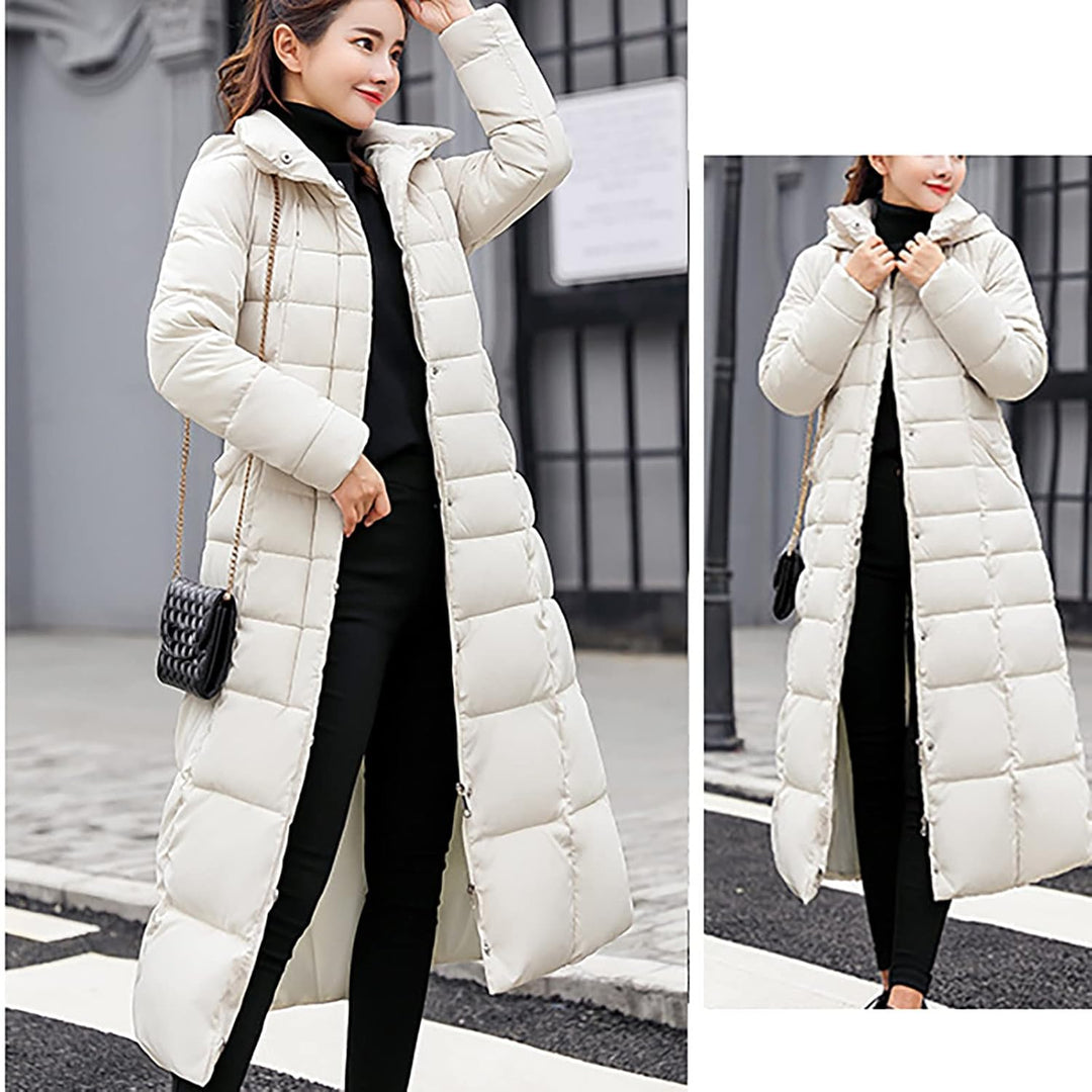 Ansenesna Steppjacke Damen Lang Mit Fellkapuze Winter Elegant Winterjacke Frauen Kapuze Dicke Daunen