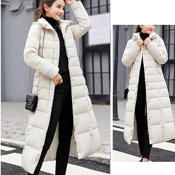 Ansenesna Steppjacke Damen Lang Mit Fellkapuze Winter Elegant Winterjacke Frauen Kapuze Dicke Daunen
