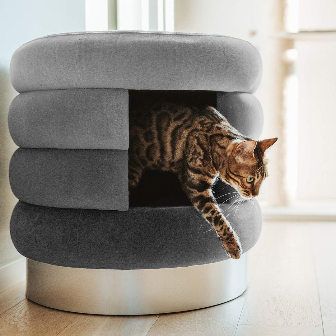 CanadianCat Company | Hundehöhle Choupette | Grau | Hundebett, Kuschelhöhle und Hocker für Hunde