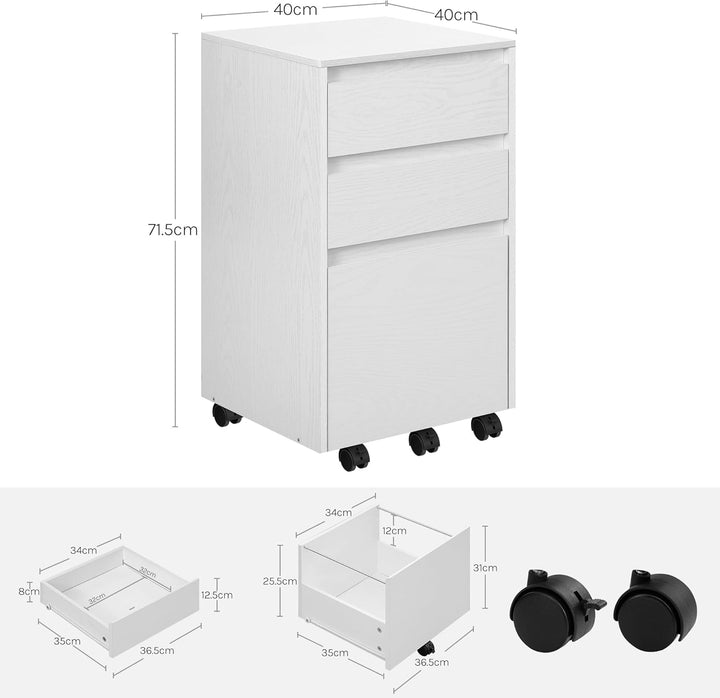 WOLTU mobiler Aktenschrank, Schrank für Aktenordner, Aufbewahrungsschrank im Büro, Büroschrank mit R