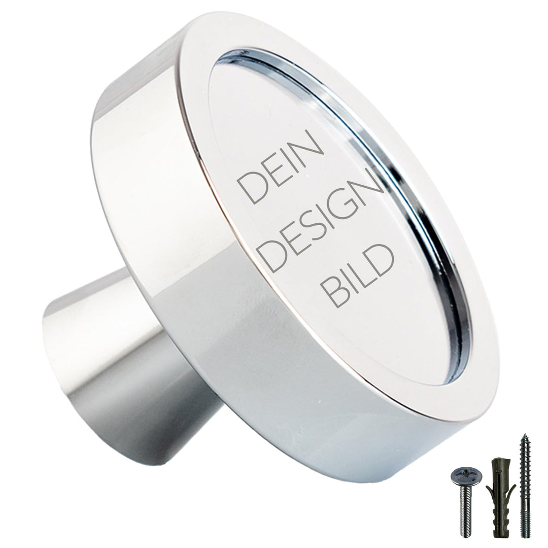 manOman Garderobenhaken Chrom glänzend, Grösse L - 59mm, Optik individualisierbar durch DIY-Inlet, M