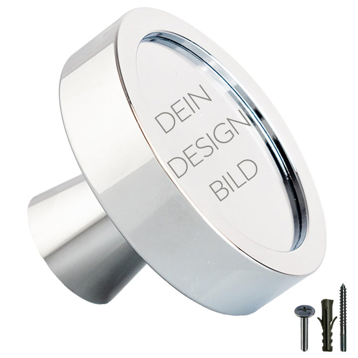 manOman Garderobenhaken Chrom glänzend, Grösse L - 59mm, Optik individualisierbar durch DIY-Inlet, M
