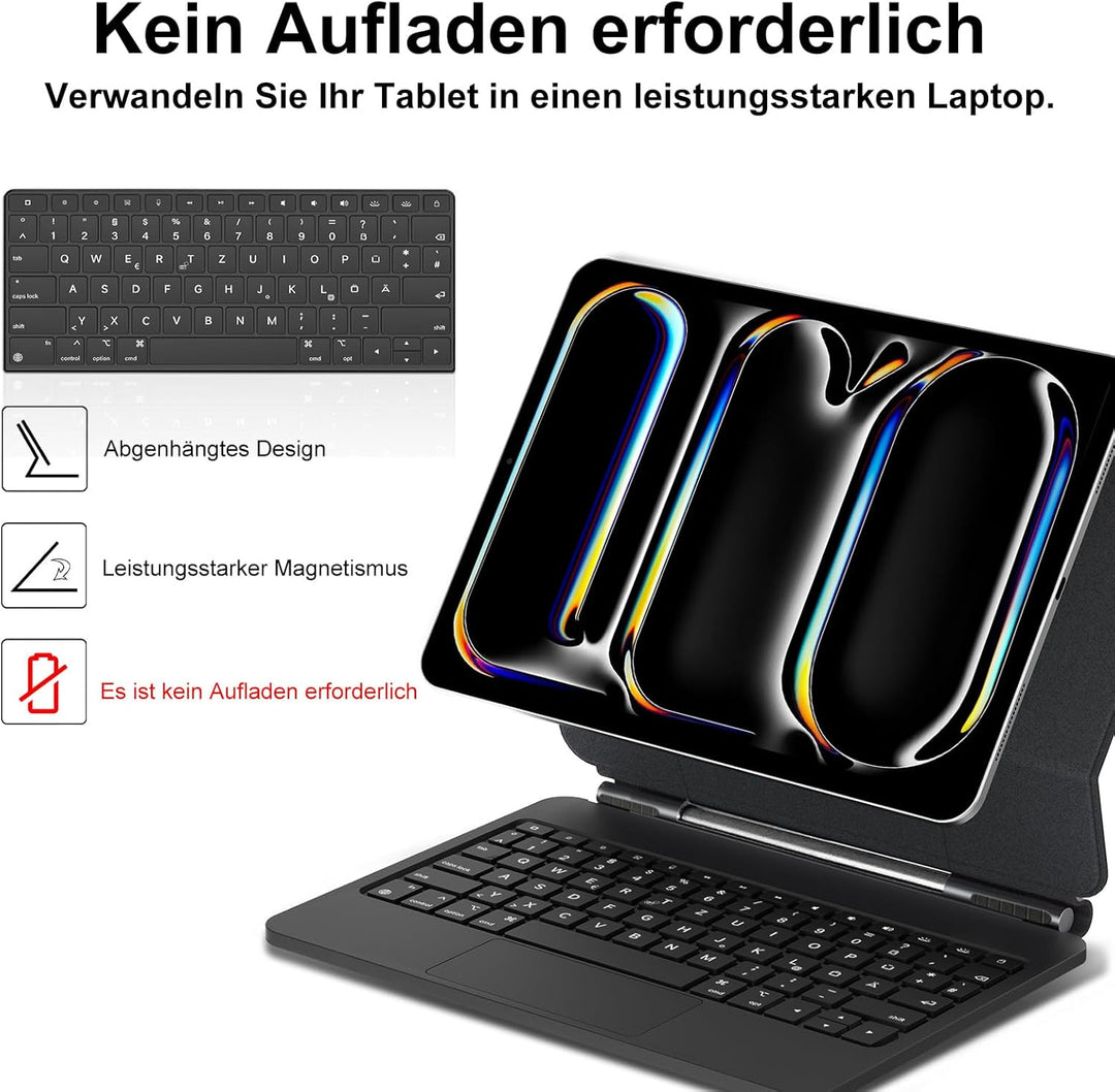 IVEOPPE Magic Keyboard für iPad Pro 13" M5 2025/M4 2024, Präzises Multi-Touch Trackpad, Magnetische