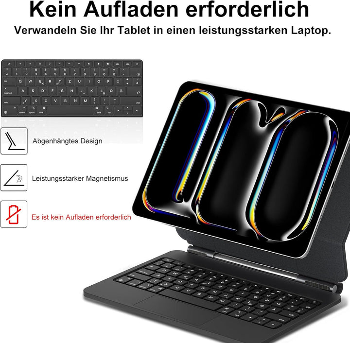 IVEOPPE Magic Keyboard für iPad Pro 13" M5 2025/M4 2024, Präzises Multi-Touch Trackpad, Magnetische