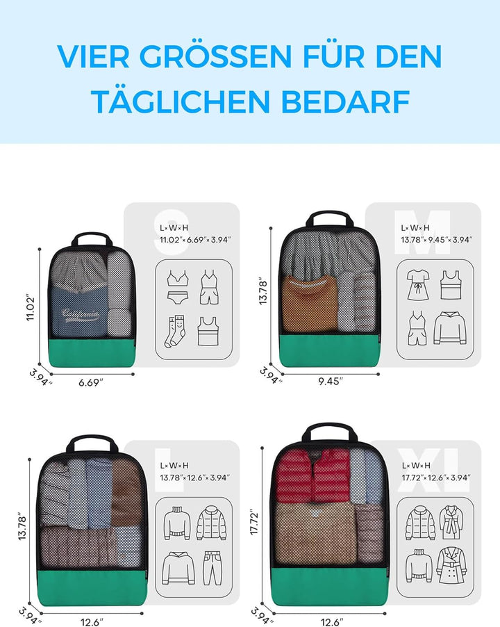 BAGLHER Packwürfel Kompression für die Reise - Extrem platzsparender Koffer-Organizer-Set, wasserdic