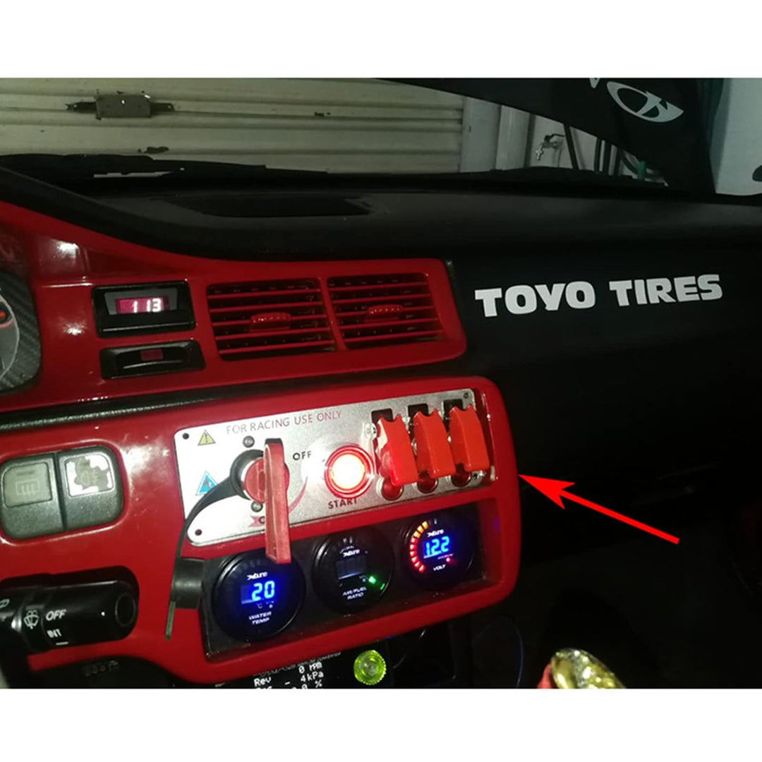 Geloo Zündschalter Panel 12V Racing Car Engine Start Push Button Switch Panel Carbon Fiber LED Toggl