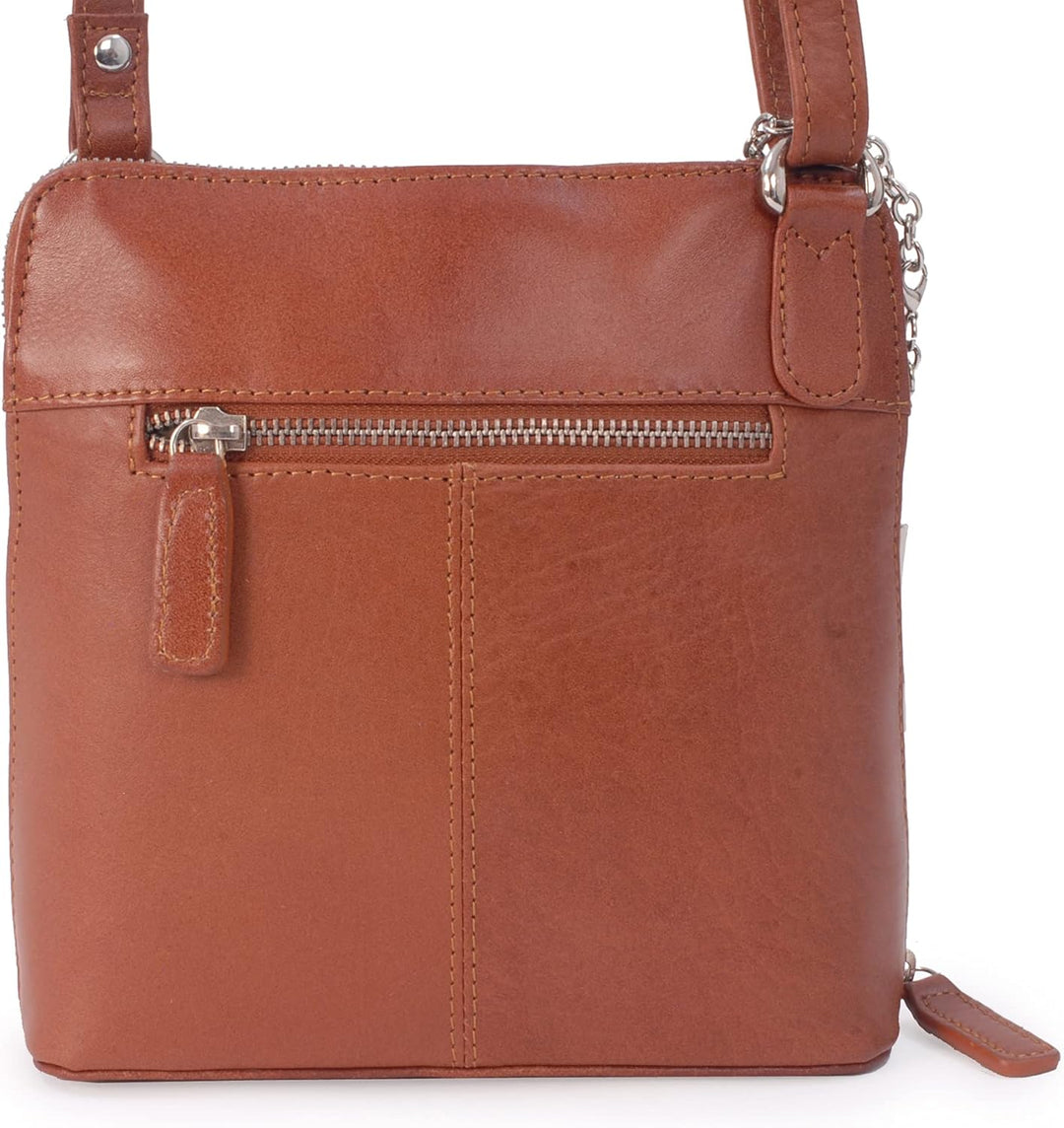 Catwalk Collection Handbags - Leder - Mittlere Grösse Umhängetasche/Schultertasche - ELEANOR Hellbra