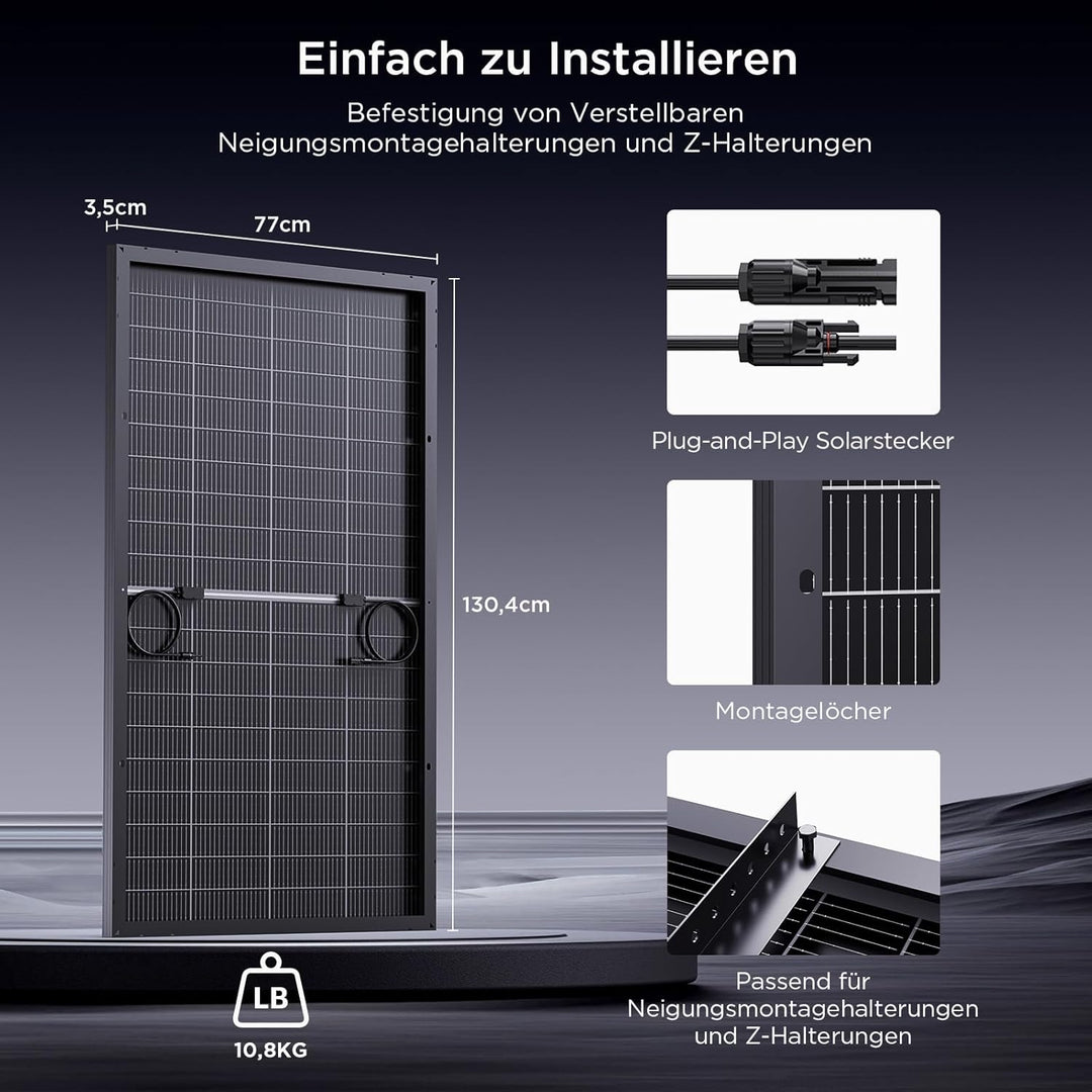 200W Bifaziale Solarpanel, Callsun N-Typ 16BB Monokristalline Solarmodule, Geeignet für 12V-Batterie