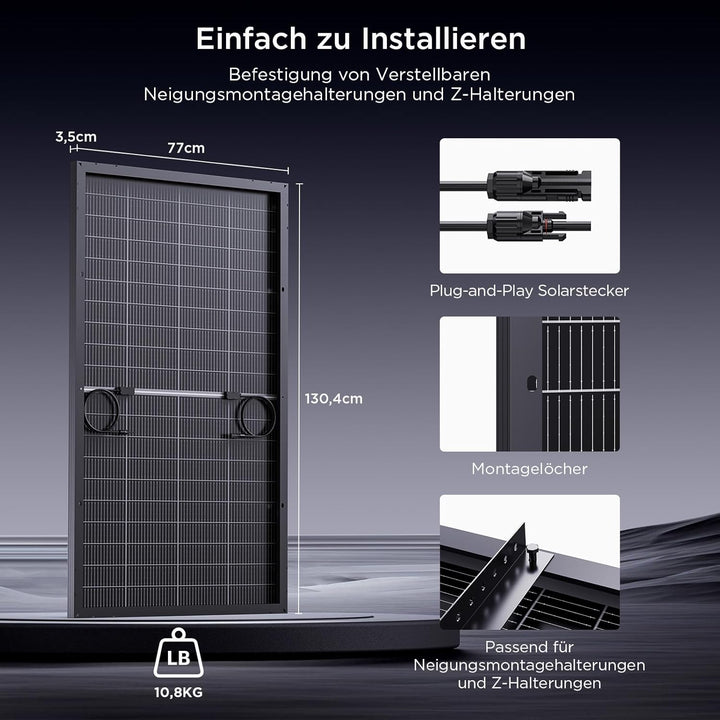 200W Bifaziale Solarpanel, Callsun N-Typ 16BB Monokristalline Solarmodule, Geeignet für 12V-Batterie
