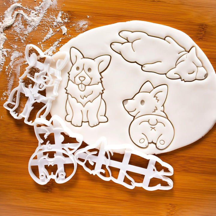 3er Set Corgi Ausstechformen (Corgi Hinterteil, Glücklicher Corgi und Müder Corgi), 3 Teile, Bakerlo