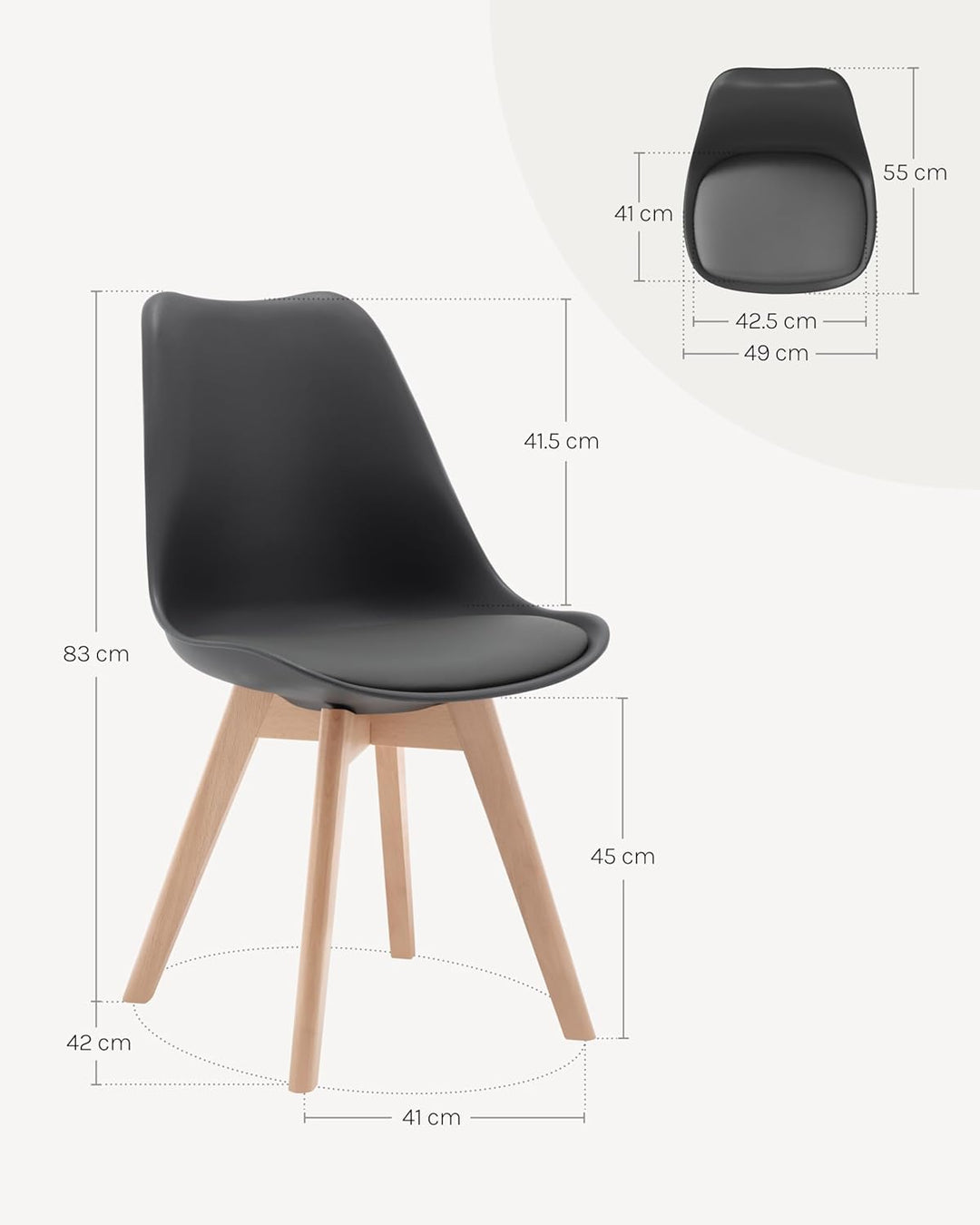 WOLTU Esszimmerstuhl mit Massivholz Beine, Skandinavische Küchenstühle, Wohnzimmerstuhl, Retro Desig