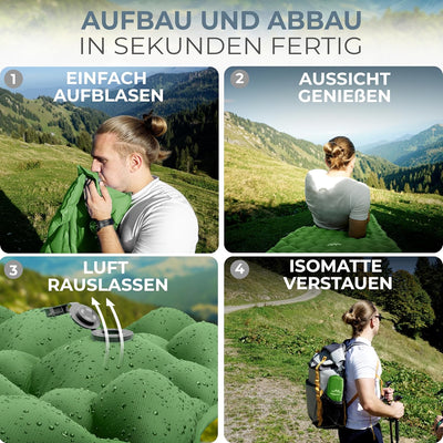 Alpenwert® Isomatte Outdoor [Kleines Packmass & Ultraleicht] Luftmatratze perfekt für Camping, Wande