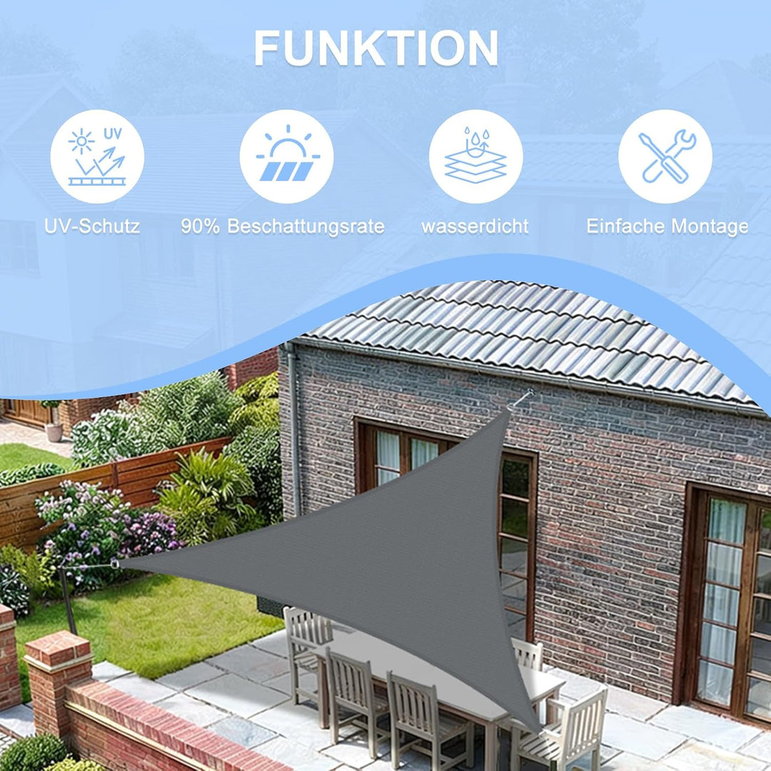 COOL AREA Sonnensegel Wasserdichtes Rechteck 2x2x2m UV-Block Wetterbeständig für Terrasse Garten Hin