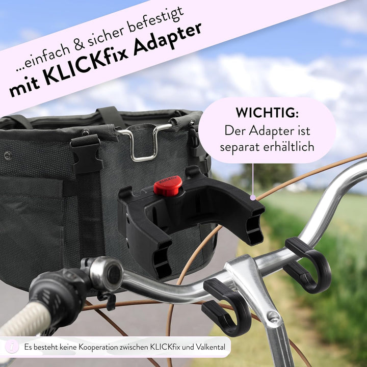 Valkental - Fahrradkorb für Hunde KLICKfix Kompatibel | Ideal als Einkaufskorb | Stabil und Sicher |