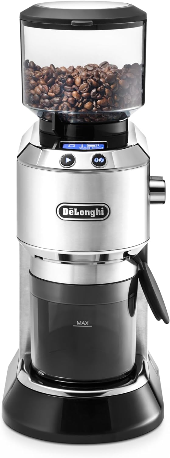 De'Longhi Dedica KG 521.M Elektrische Kaffeemühle, 2,1" LCD Display mit Aroma Funktion, Vollmetallge
