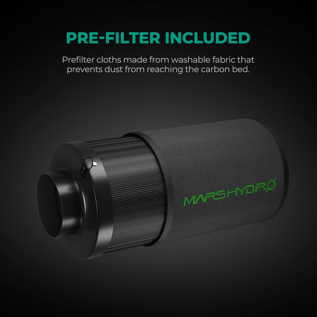 MARS HYDRO Aktivkohlefilter 100mm, Kohlefilter Geruchskontroll mit Australischer Aktivkohle, Austaus