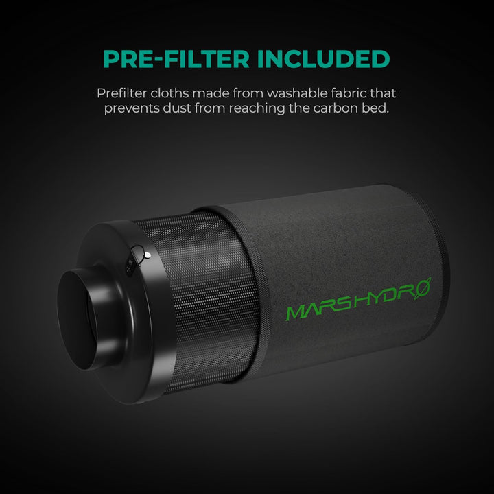MARS HYDRO Aktivkohlefilter 100mm, Kohlefilter Geruchskontroll mit Australischer Aktivkohle, Austaus