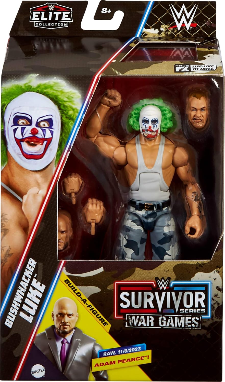 Mattel WWE Elite Collection Actionfigur & Zubehör, Premium Live Event Bushwhacker Luke mit austausch