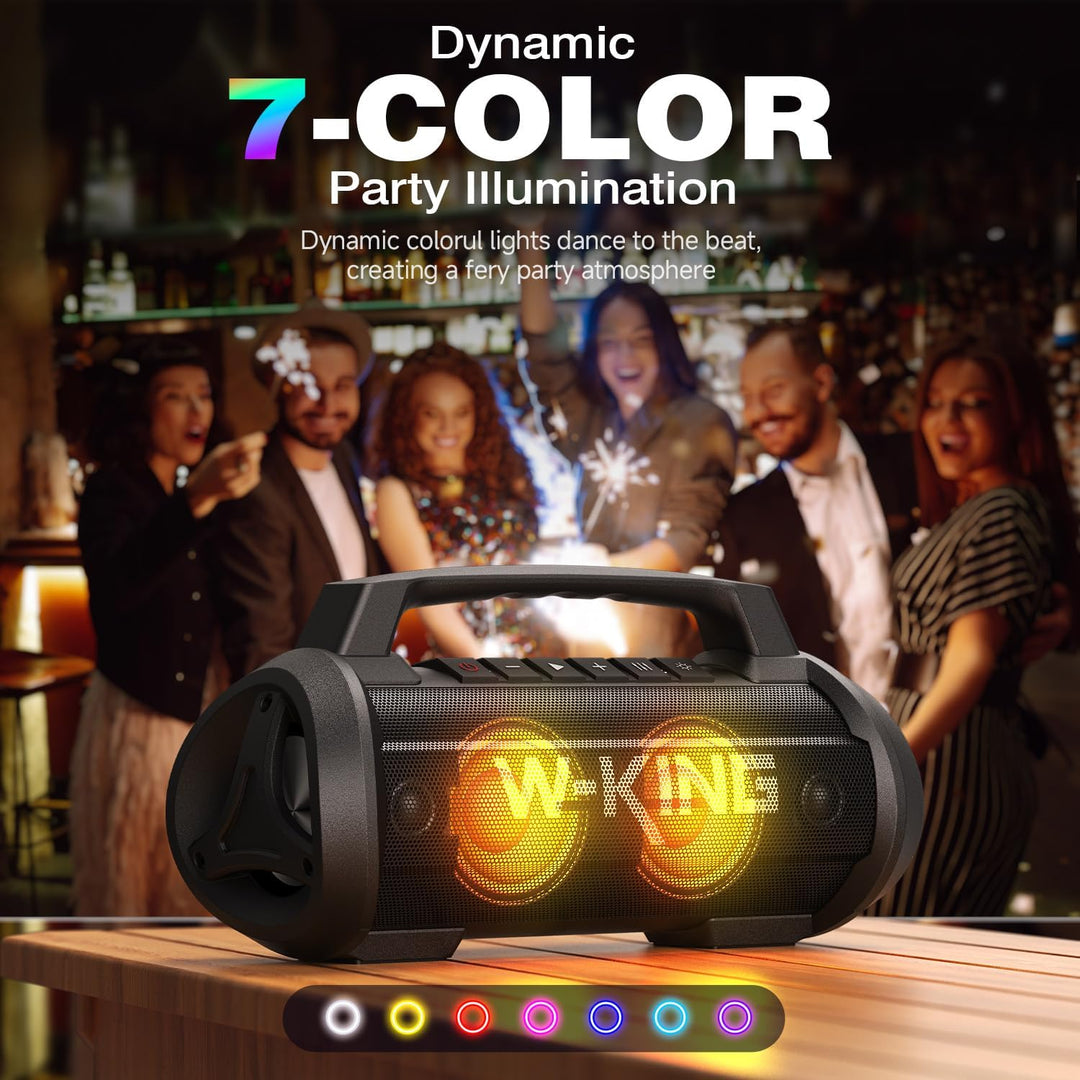 70W (100W Peak) Bluetooth Lautsprecher, W-KING Musikbox Bluetooth Box Gross Boombox Bass Boost, Part