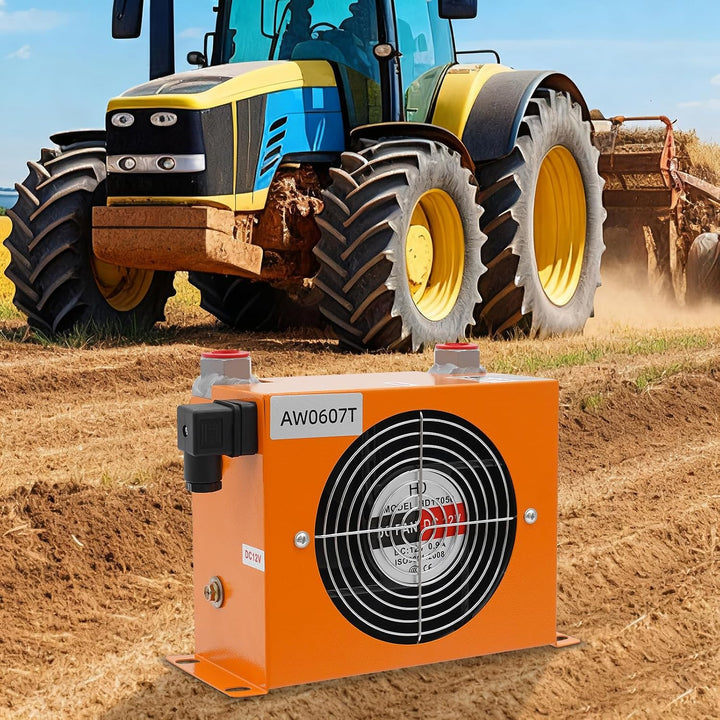 DC 12V Hydraulikölkühler 48W Hydraulischer Luftkühler 680Kcal/h Luft-Öl-Kühler Durchflussrate 20L/mi