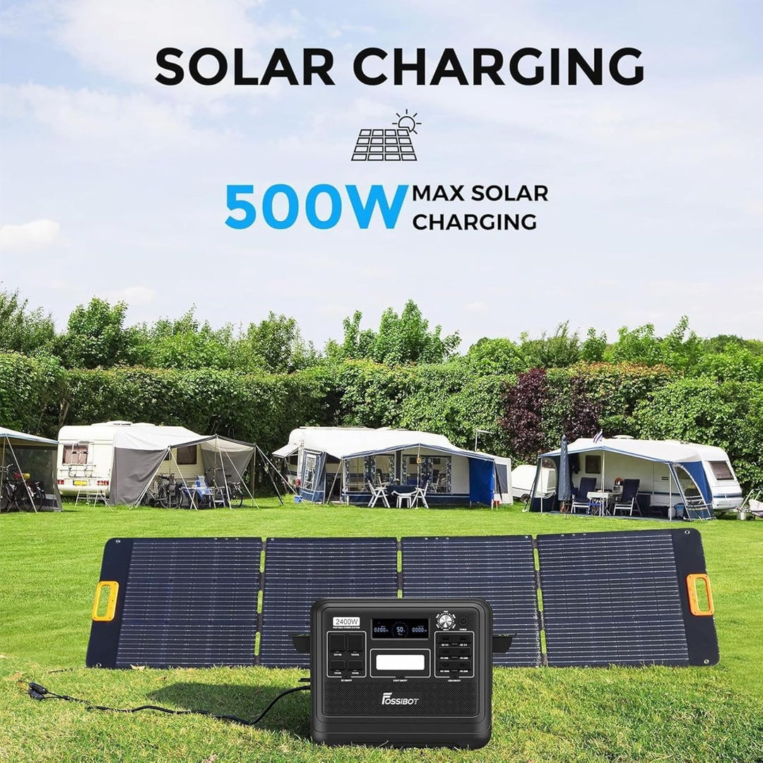 FOSSIBOT F2400 Solargenerator, Tragbare Powerstation 2048Wh LiFePO4 Batterie-Backup mit 2400W AC Aus