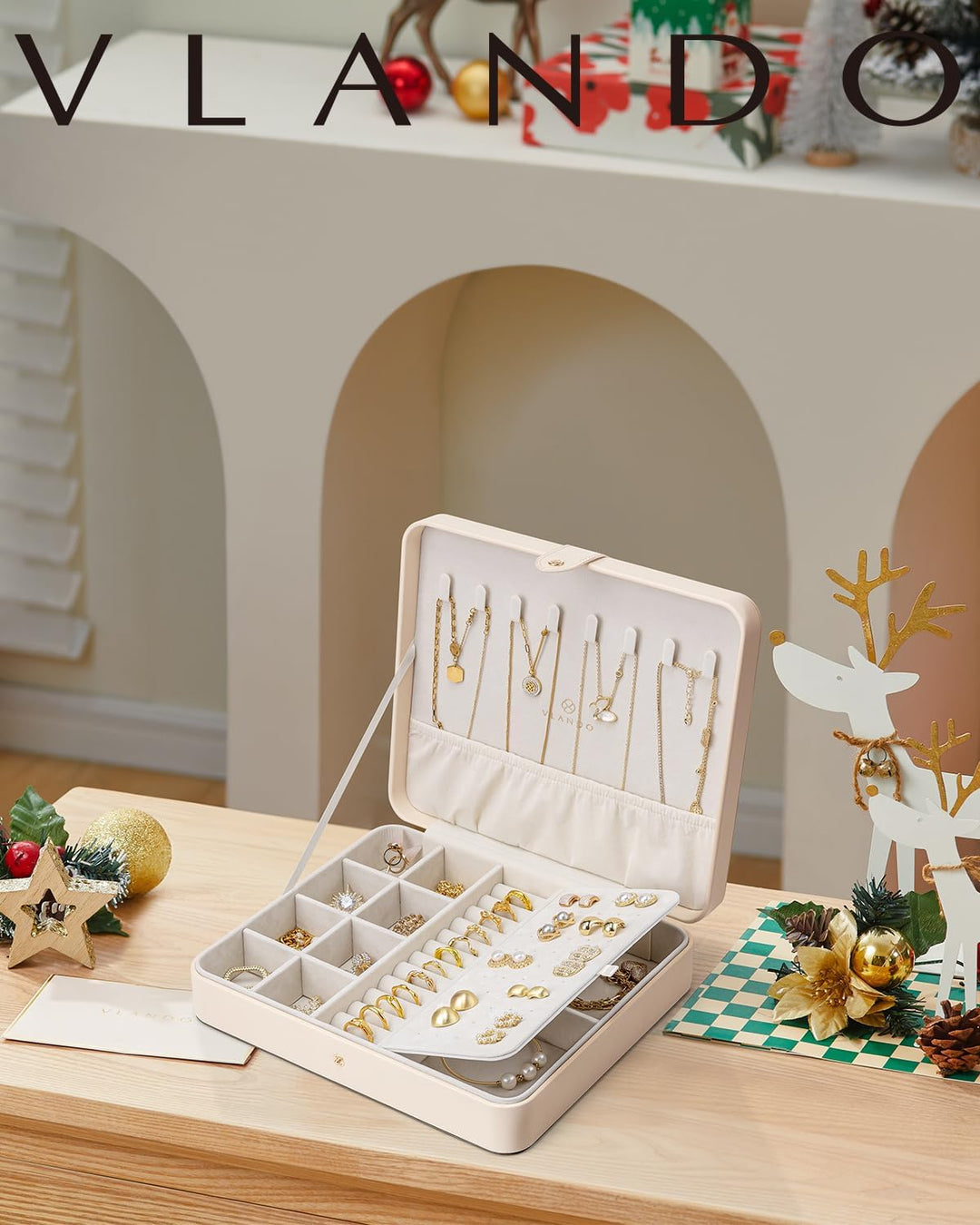 Vlando Schmuckkästchen Aulinna, Schmuckaufbewahrung Damen, Geschenke für Frauen, Schmuck Organizers