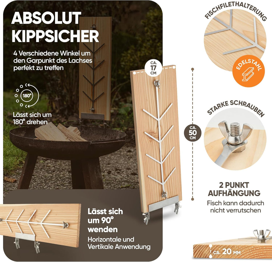 Flammlachsbrett 2er Set Lärche für die Feuerschale und den Kugelgrill Lärche 2er Set, L&#xE4;rche 2e