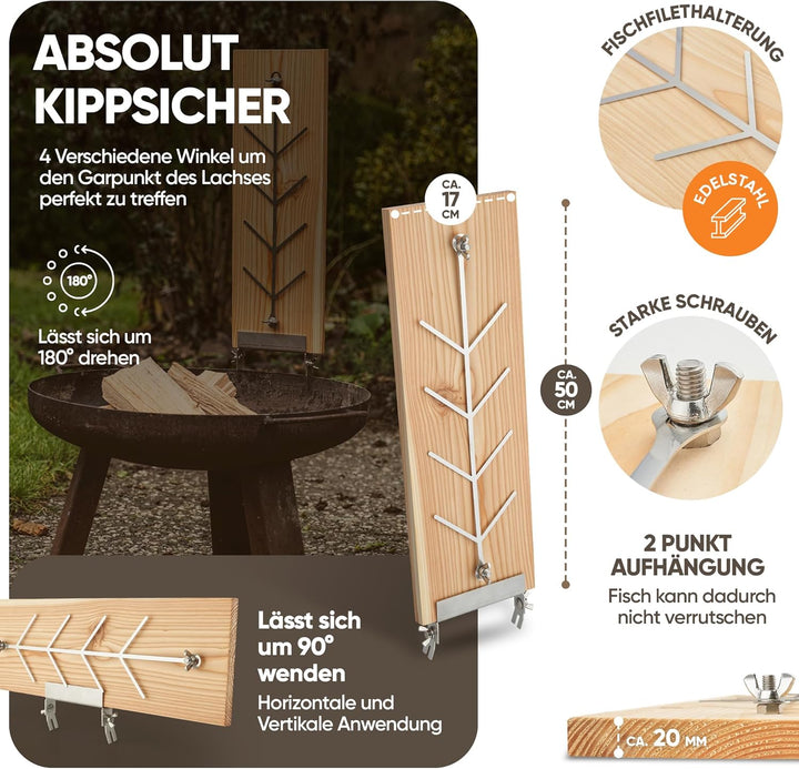 Flammlachsbrett 2er Set Lärche für die Feuerschale und den Kugelgrill Lärche 2er Set, L&#xE4;rche 2e