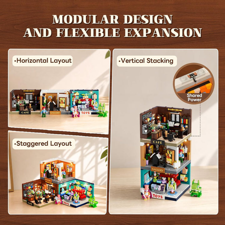 Lumibricks Book-Café Beleuchtetes Klemmbaustein-Set | Lumibricks Book-Café Beleuchtetes Klemmbaustei