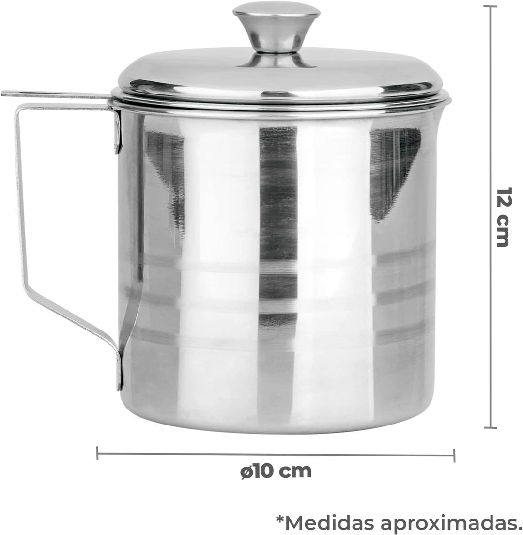 TIENDA EURASIA - Fettpfanne mit feinmaschigem Filter, Ø 10 cm, Fassungsvermögen 800 ml, Edelstahl, B