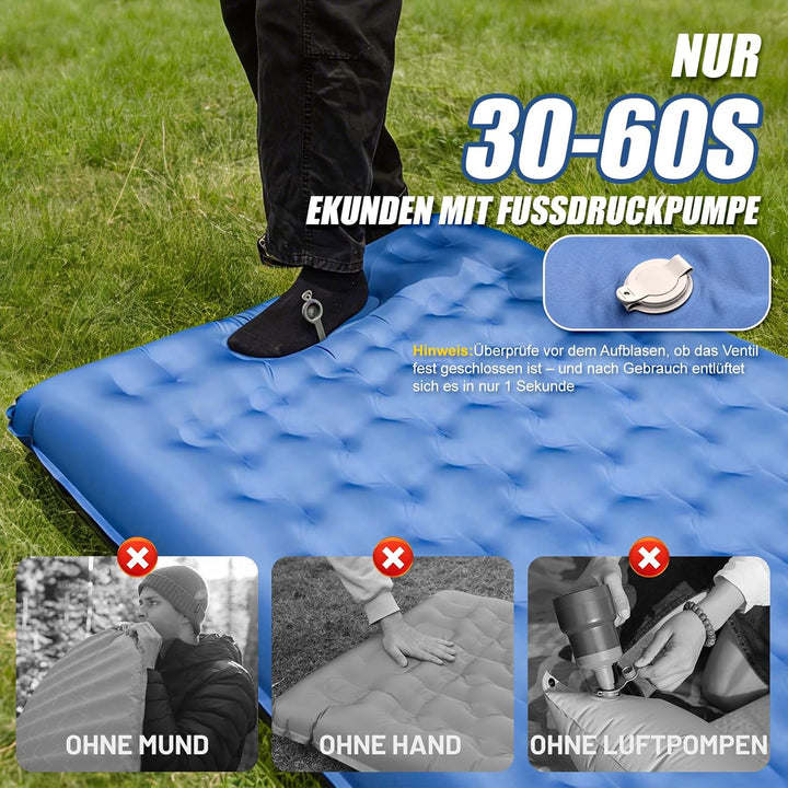 NAPASA Isomatte Camping, 16CM Verdicktes Aufblasbare Matratze mit Eingebauter Fusspresse Pumpe & Kis