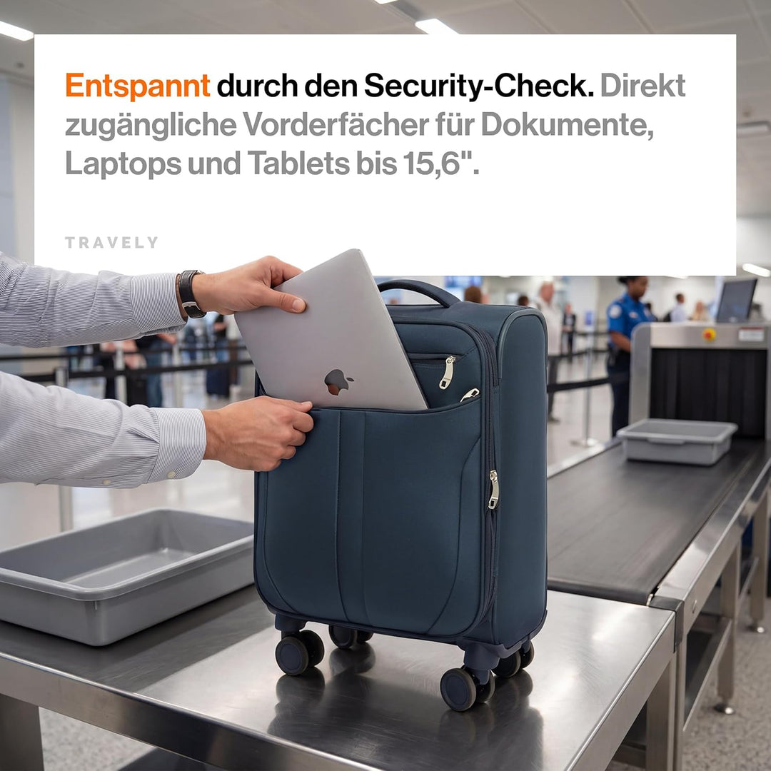 Travely Stoffkoffer Set - 3 teilig Reisekoffer mit Rollen - Koffer Set bestehend aus Handgepäck Koff