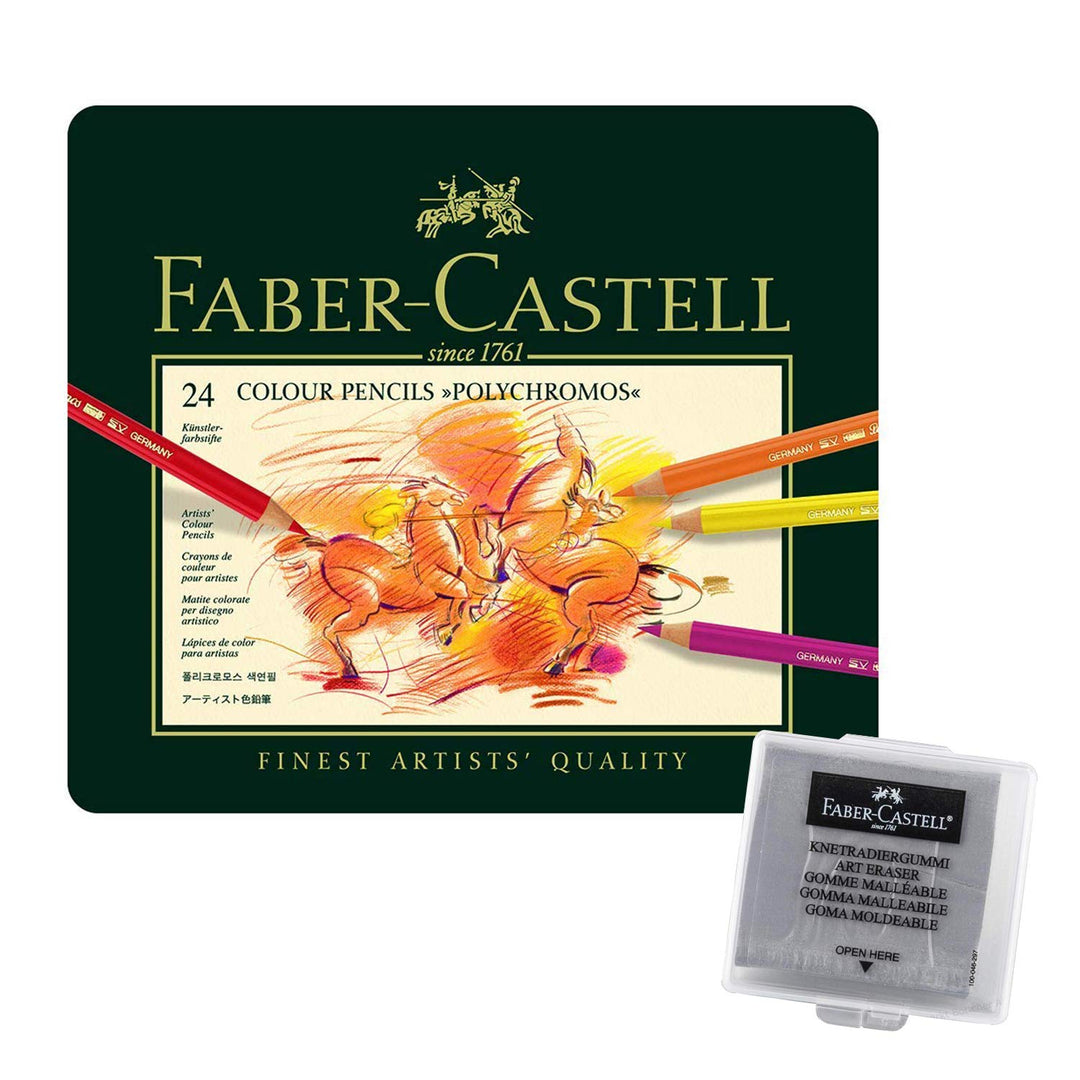 Faber-Castell 110024 - K?nstlerfarbstift, 24 Polychromos Metalletui (24er Metalletui | inkl. Radiere