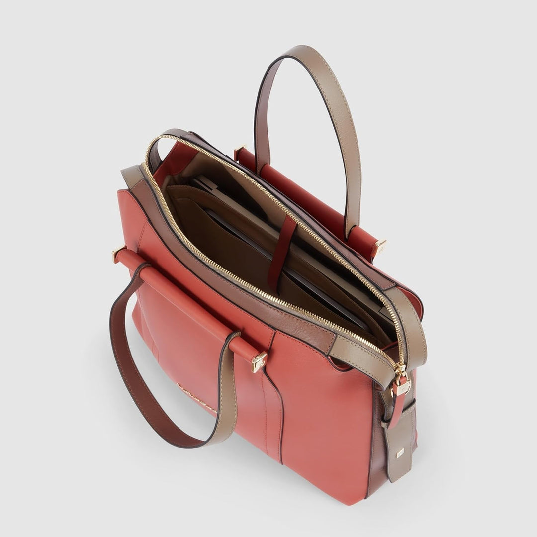 Piquadro Circle Schulranzen, 38 cm, Orange / Braun, Orange / Braun