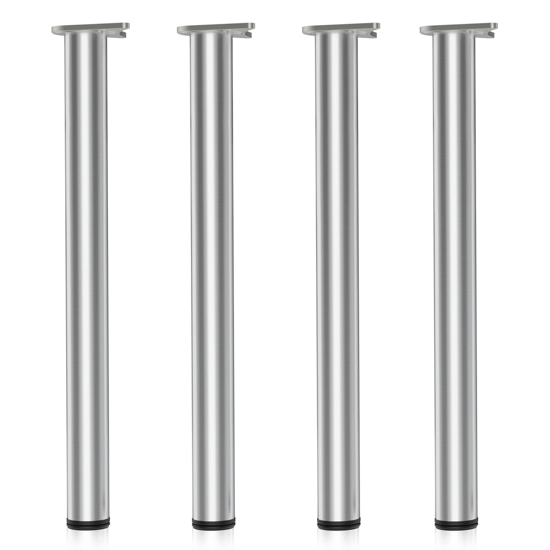 Wiltec Edelstahl Tischbein 4er Set Möbelfuss Verstellbar Ø60mm 710mm Nickel Nickel 710 mm, Nickel 71