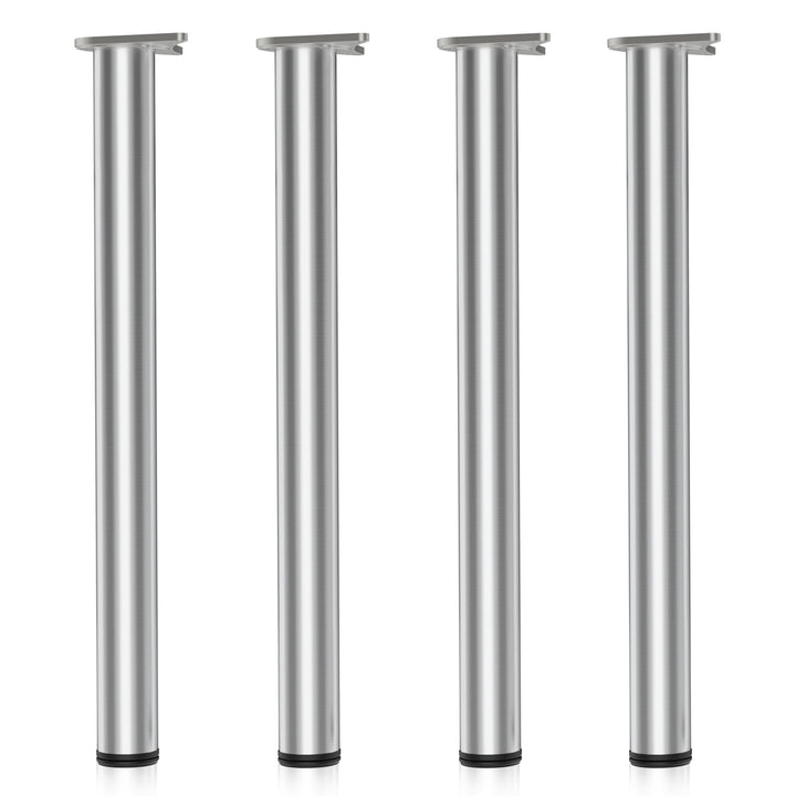 Wiltec Edelstahl Tischbein 4er Set Möbelfuss Verstellbar Ø60mm 710mm Nickel Nickel 710 mm, Nickel 71
