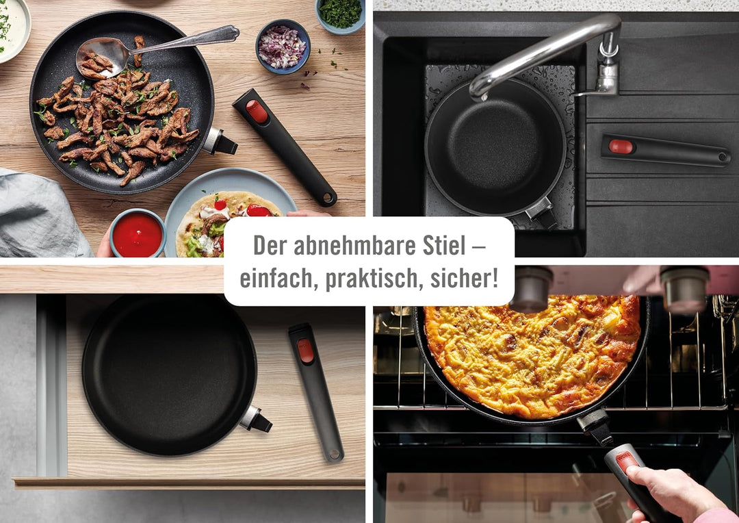 Woll Eco Lite QXR Hochrandpfanne - Induktiv - Ø 28 cm, 7 cm hoch, mit abnehmbarem Stiel - Geeignet f