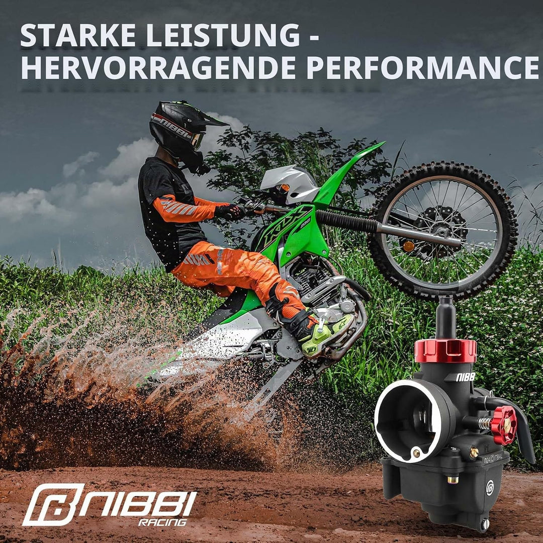 NIBBI PE24mm Vergaser 125cc Ersatz-hohe Leistung mit Carb Jets, Dirt Pit Bike Motocross Motorrad Rol