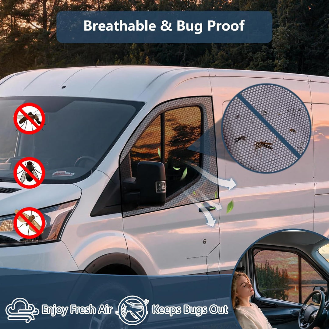 XCBYT Moskitonetz Auto Seitentür für Ford Transit Custom | Reissverschluss Fliegengitter Auto Insekt