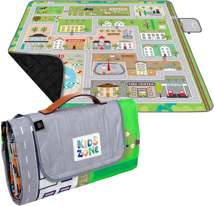 Lustig Picknickdecke Wasserdicht Faltbar für Kinder - Spielzeugautobahn Outdoor Camping Decke Mädche