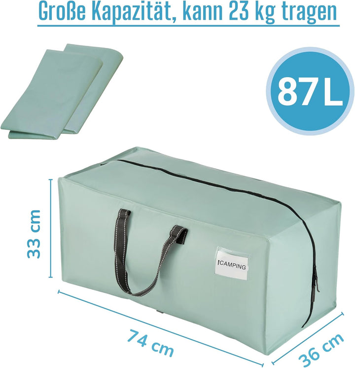 VENO 87 Liter extra grosse Umzugstaschen mit Rucksackgurten, Umzugshelfer, starke Griffe und Reissve