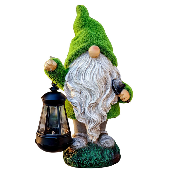 TERESA'S COLLECTIONS Lustig Gartenzwerge Gartendeko für Draussen 31cm Wetterfest Figur mit LED Solar