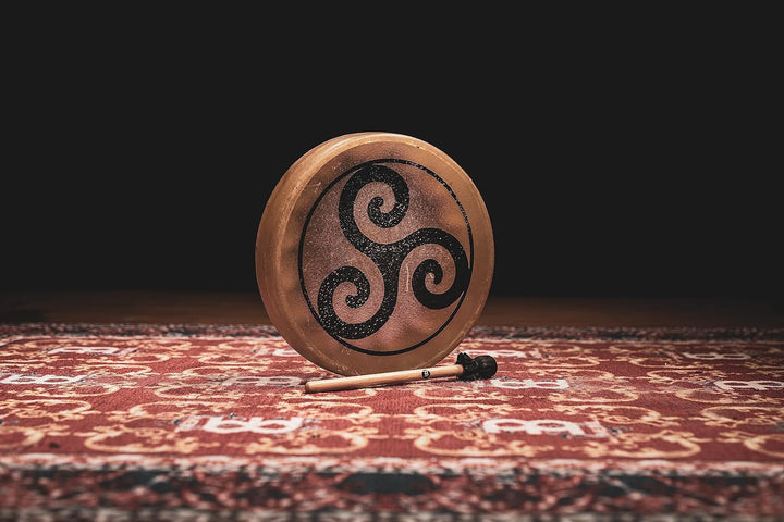 Sonic Energy 15" Rahmentrommel Triskele – Schamanisches Instrument mit Büffelfell – Für Meditation,