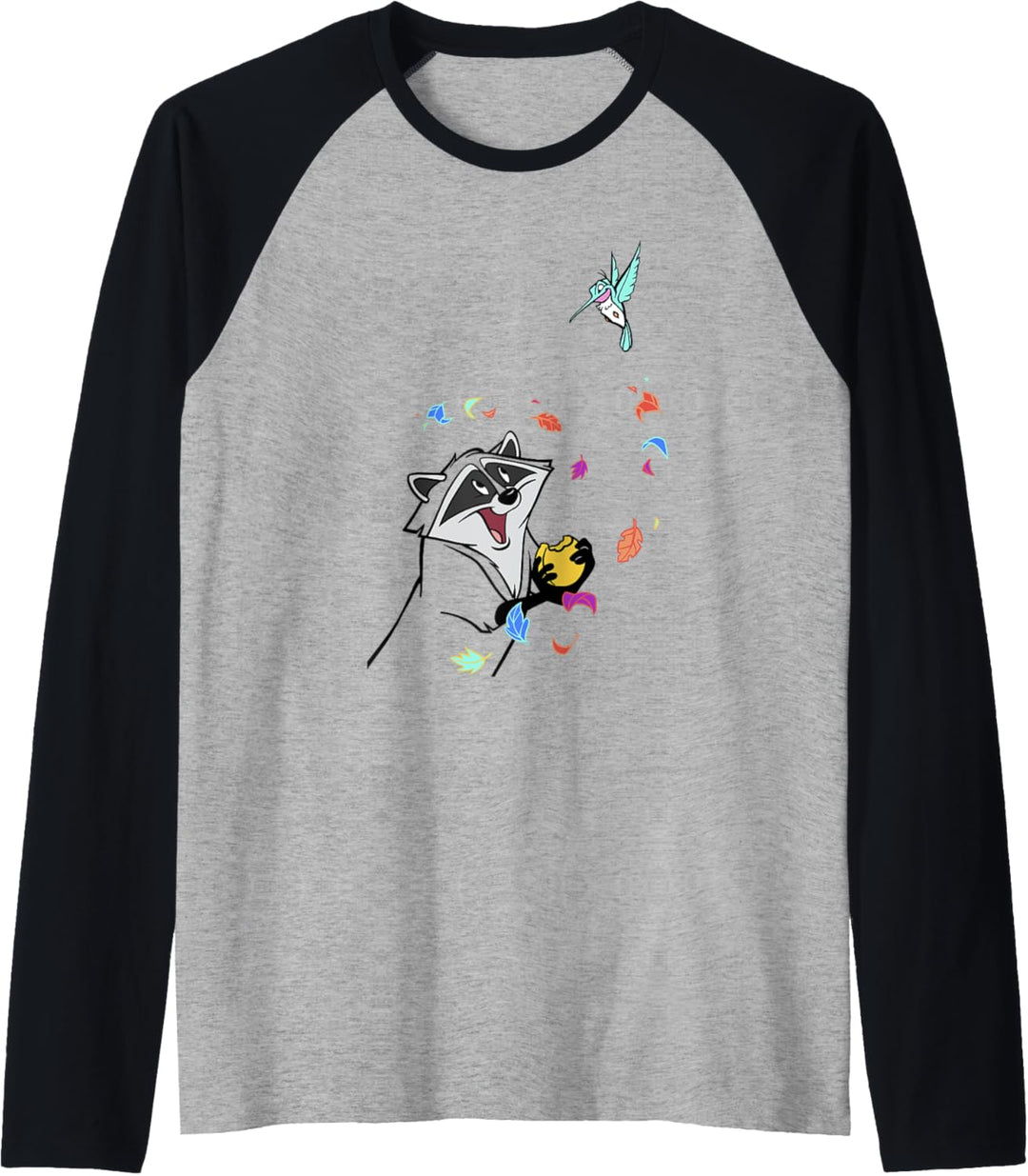 Disney Pocahontas Meeko Flit Colorful Leafs Fall Raglan