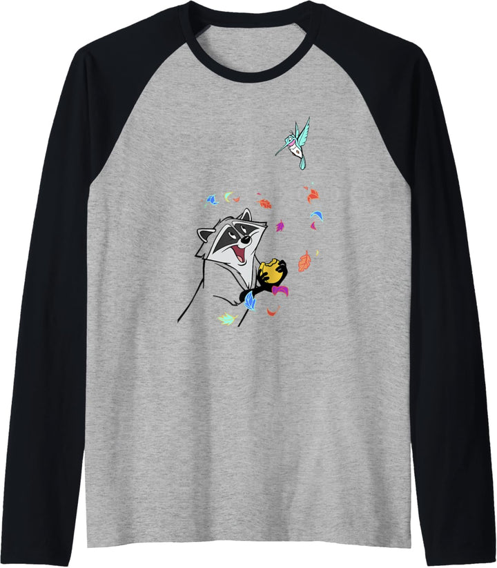 Disney Pocahontas Meeko Flit Colorful Leafs Fall Raglan