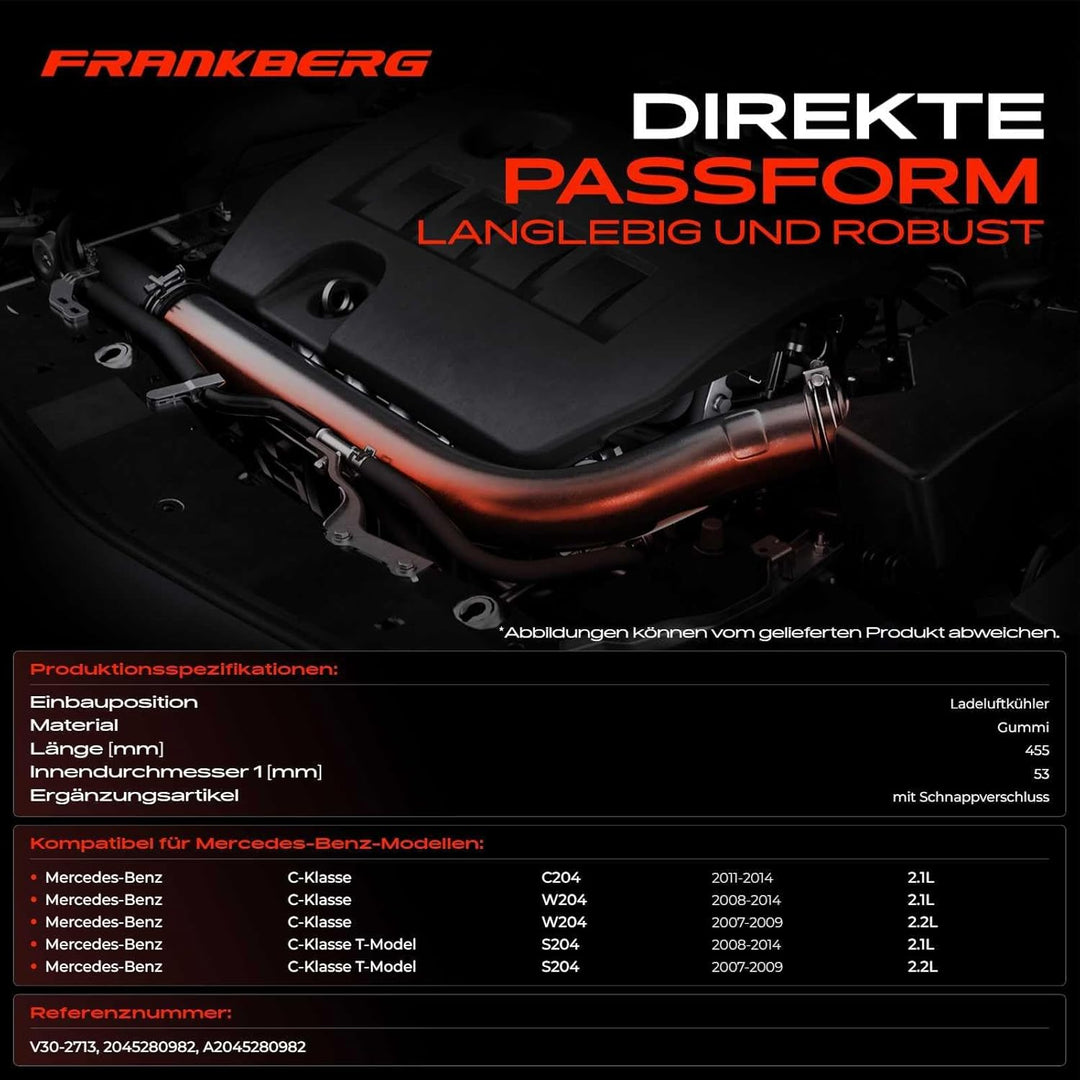 Ladeluftschlauch Turboschlauch ohne integrierten Regler Vorne für C-Klasse W204 C204 S204 C200 CDI C