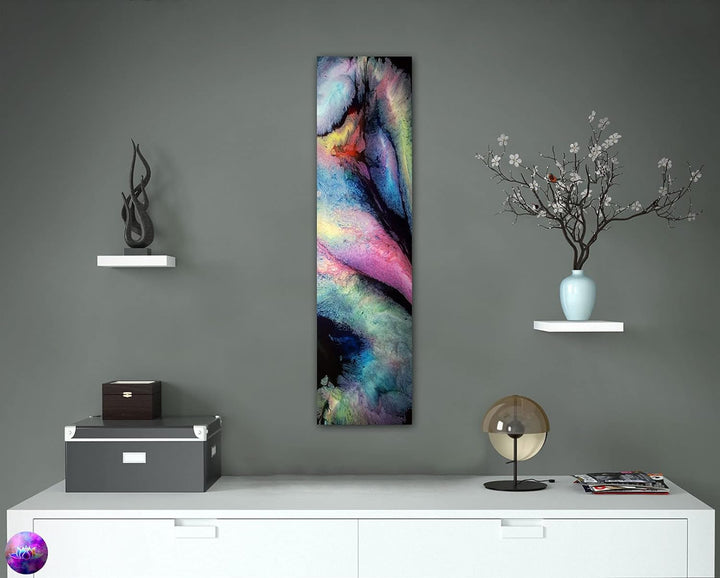 Bild auf Metall - 25 cm x 100 cm Moderne Kunst abstrakt - Kunstdruck auf leuchtend glänzenden Alumin