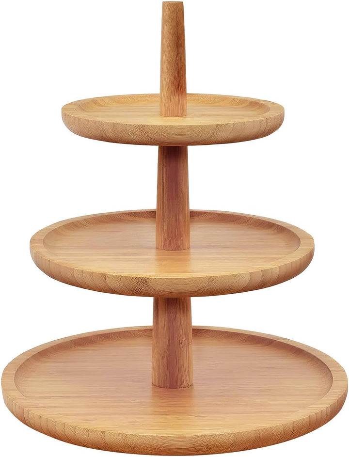 Dimono® Bambus-Etagere Premium Servier-Ständer 3-Etagen; Servier-Tablett für Desserts, Kuchen, Käse,