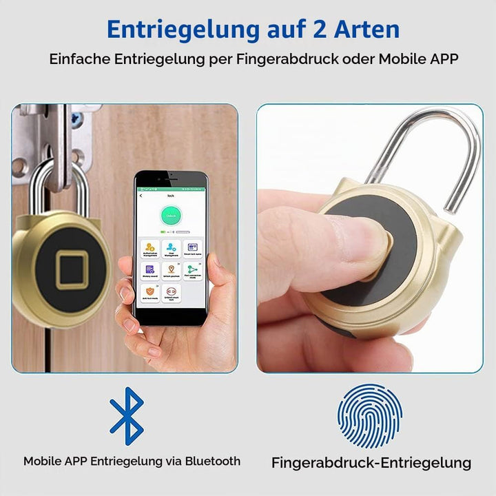 Vorhängeschloss Fitnessstudio Wetterfest Zahlenschloss - Fingerabdruck Bluetooth App eLinkSmart kein